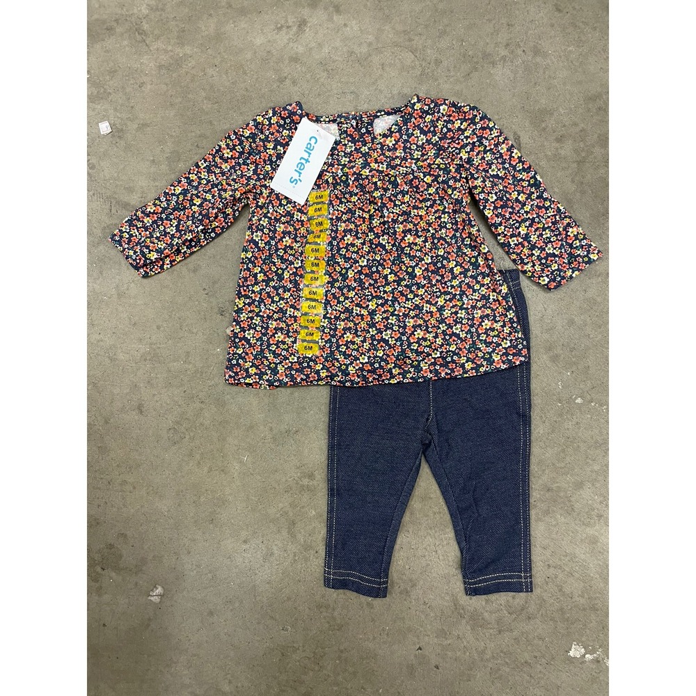 Carter's Baby 2‎ Piece Flower Long Sleeve 6 Months Girls